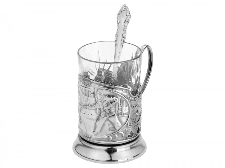Набор никелированный «Металлург»: стакан с подстаканником и ложкой