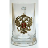 Пивная кружка "Герб РФ"с литой накладкой