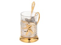 Набор позолоченный «Металлург»: стакан с подстаканником и ложкой