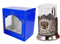 Подстаканник "Россия" карт.коробка, стекл.стакан, гравировка 