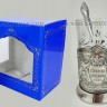 Подстаканник Глава Семьи никелированный штамп (набор для чая, хрустальный стакан, ложка, упаковка)